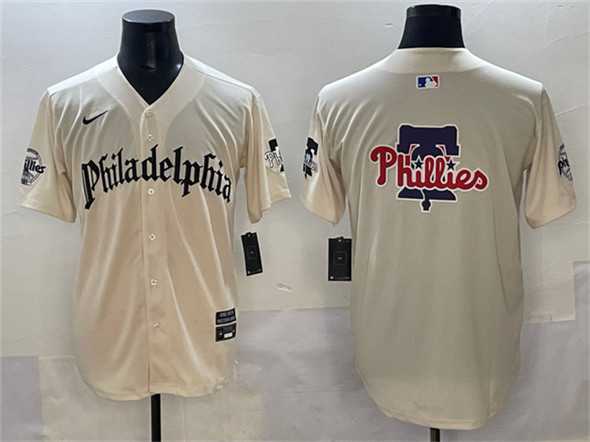 Men's Philadelphia Phillies Team Big Logo Cream Gothic Vapor Limited Stitched Jersey,We sell and wholesale Men's Philadelphia Phillies Team Big Logo Cream Gothic Vapor Limited Stitched Jersey on line form chian!
